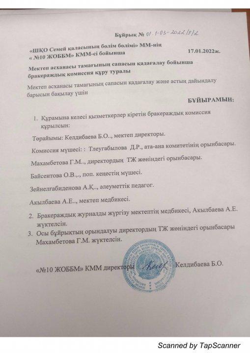 Состав бракеражной комиссии